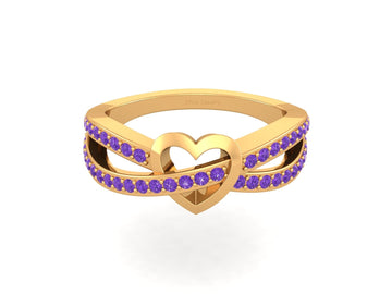0.45CTTW PURPLE CZ HEART RING