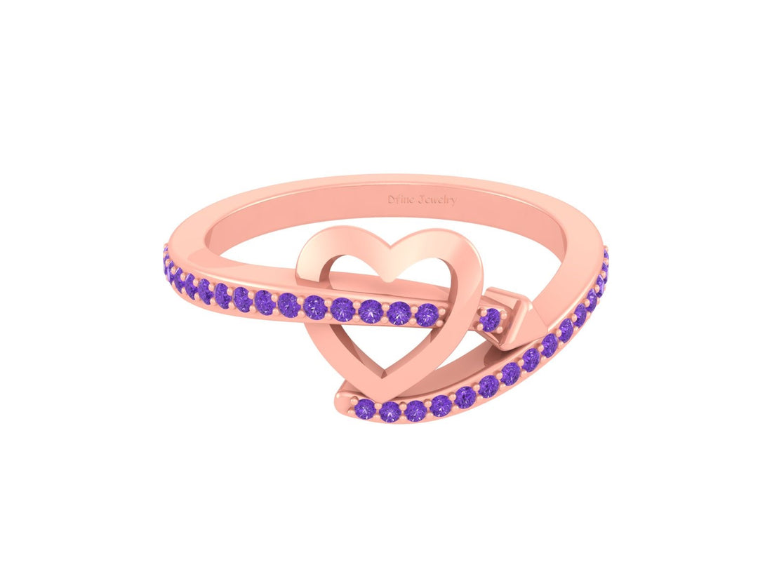 PURPLE DIAMOND HEART RING