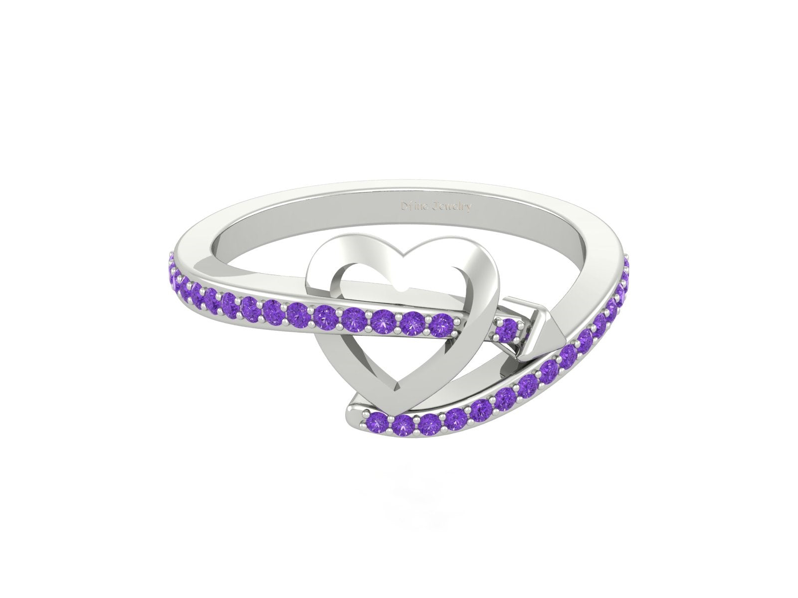 PURPLE DIAMOND HEART RING