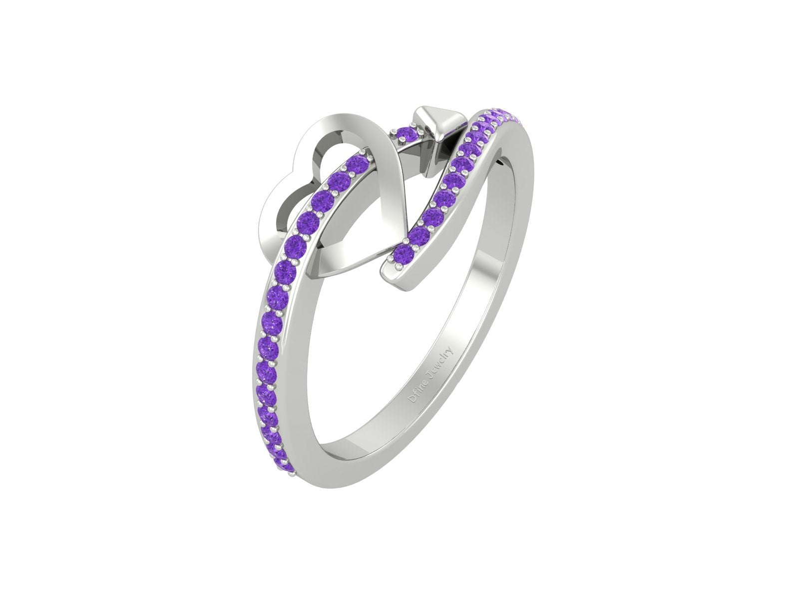 PURPLE DIAMOND HEART RING