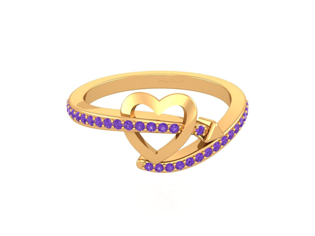 PURPLE DIAMOND HEART RING