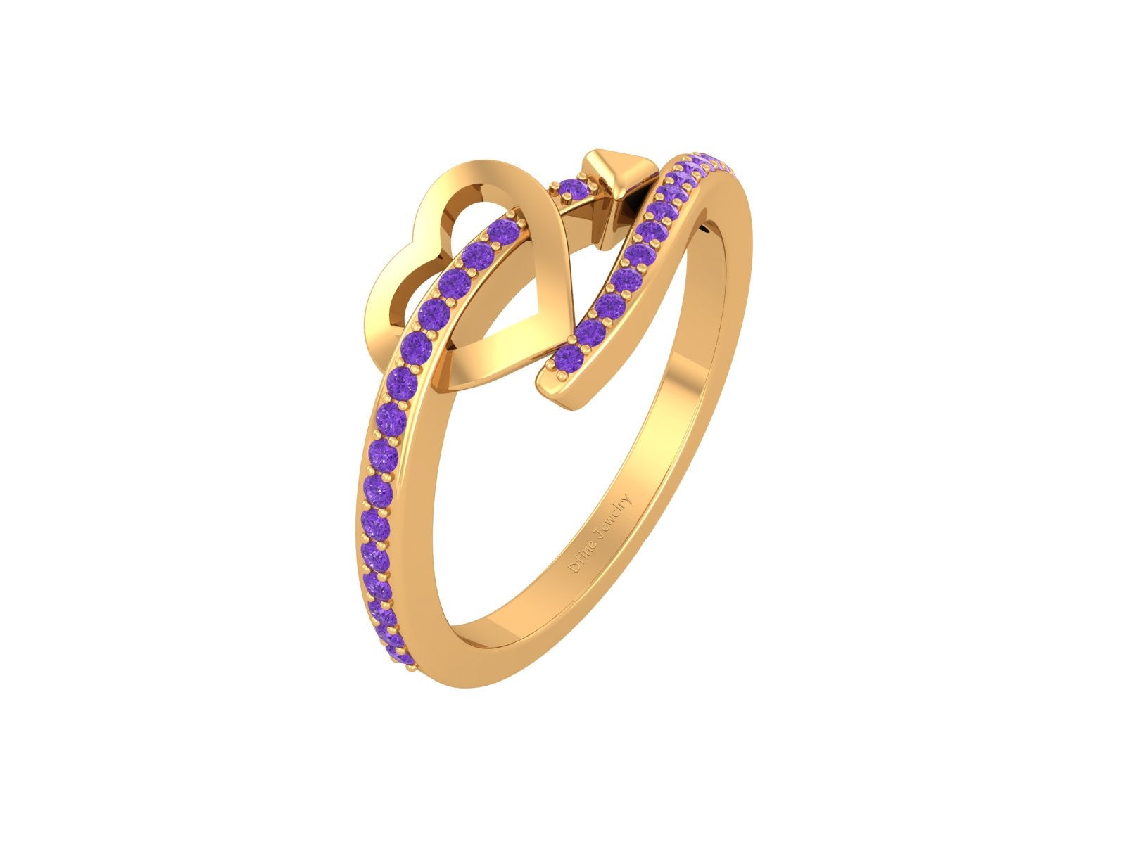 PURPLE DIAMOND HEART RING