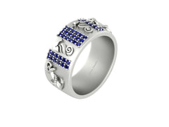 Nautical Rope Anchor Sailor Ring Sterling Silver Seahorse Anchor Band