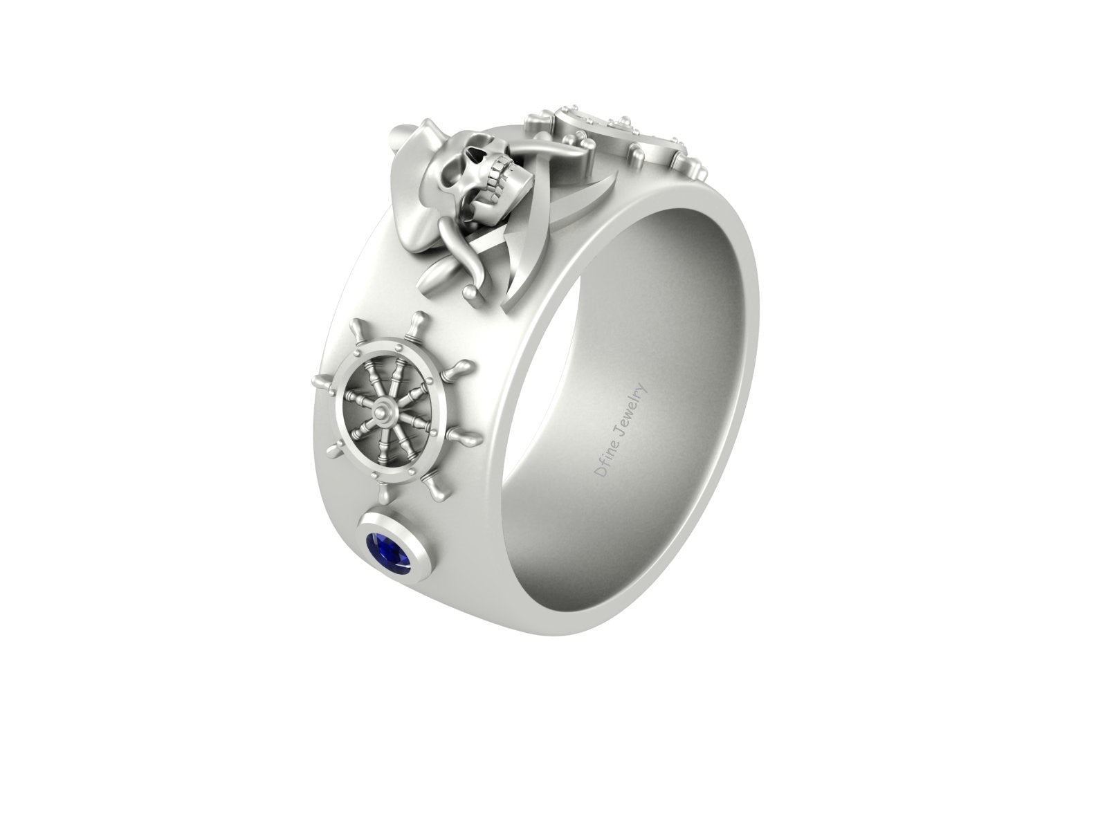 SKULL AND CROSS SWORD RING