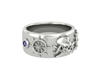 SKULL AND CROSS SWORD RING