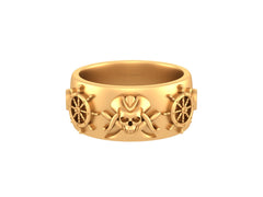 Steering Wheel Nautical Pirates Wedding Band Mens Skull Ring