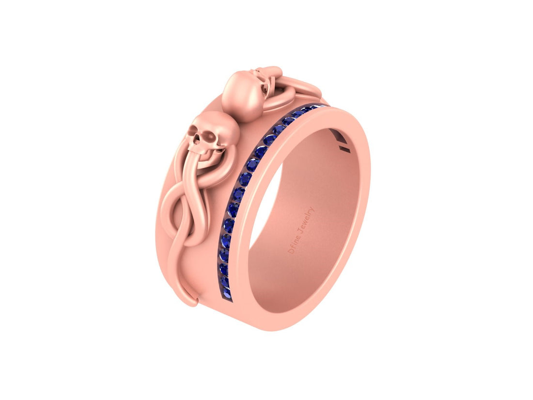 BLUE CZ SKULL AND SNAKE BAND