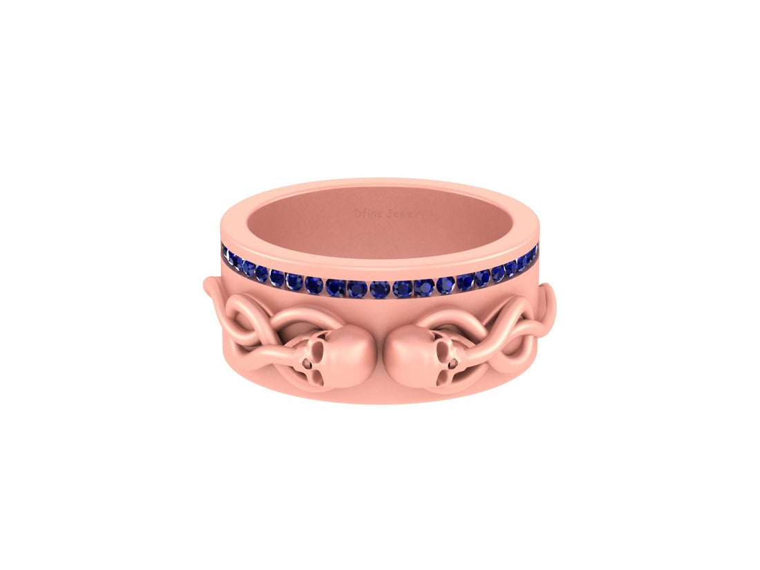 BLUE CZ SKULL AND SNAKE BAND