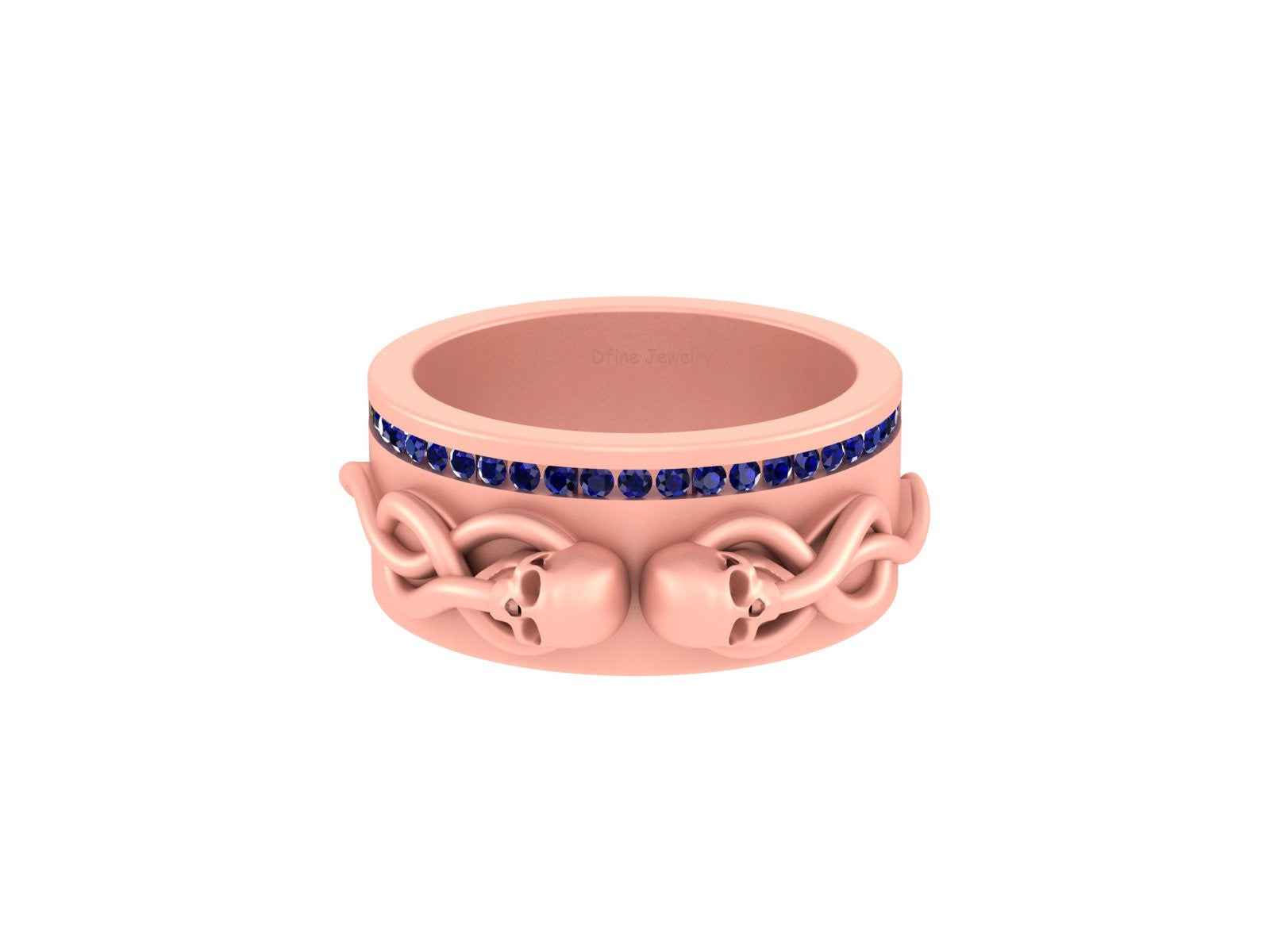 BLUE CZ SKULL AND SNAKE BAND