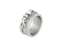 Diamond Skull Wedding Band Snake and Skull Ring Unisex Skull Jewelry