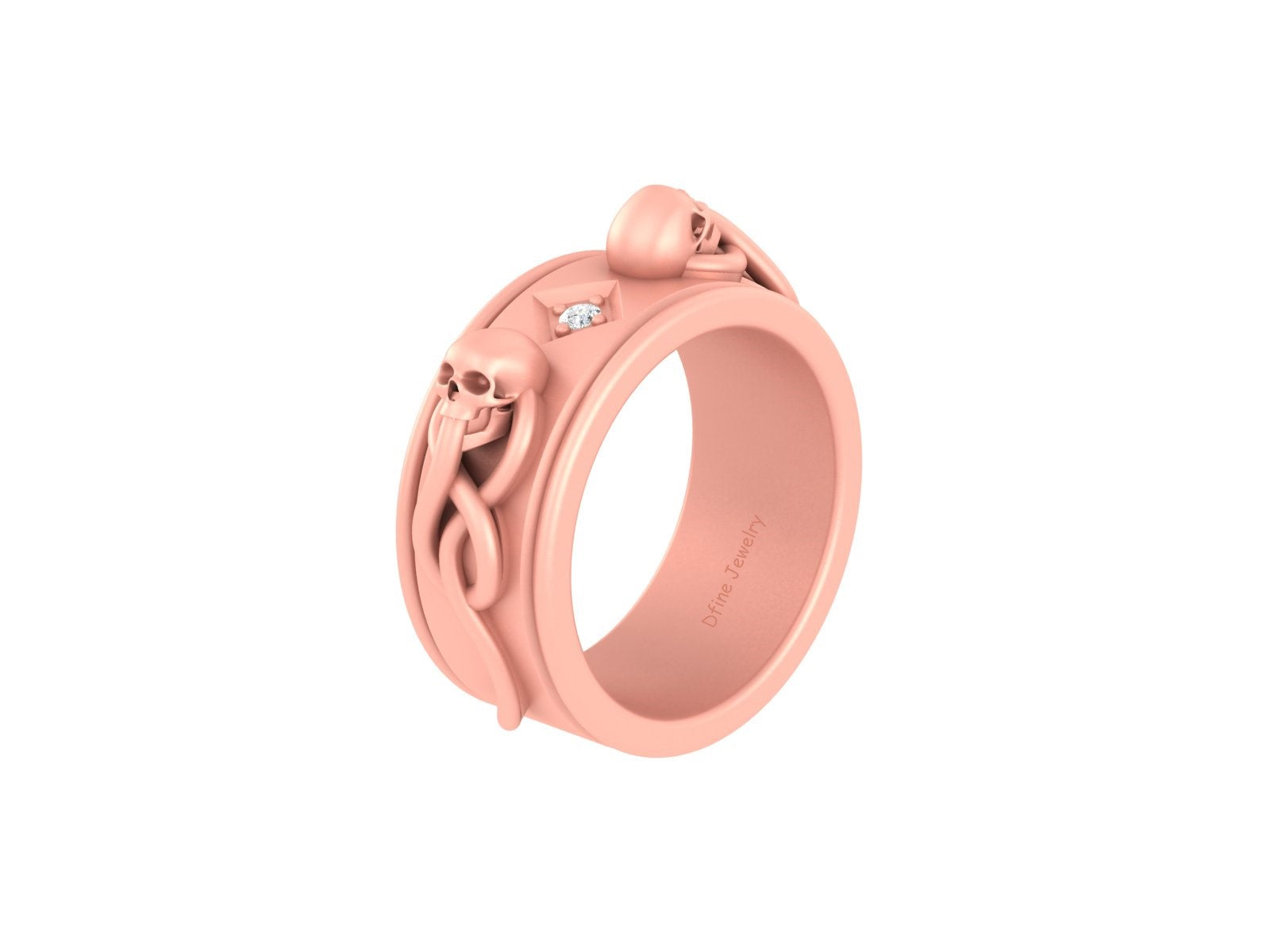 SKULL WEDDING BAND MENS