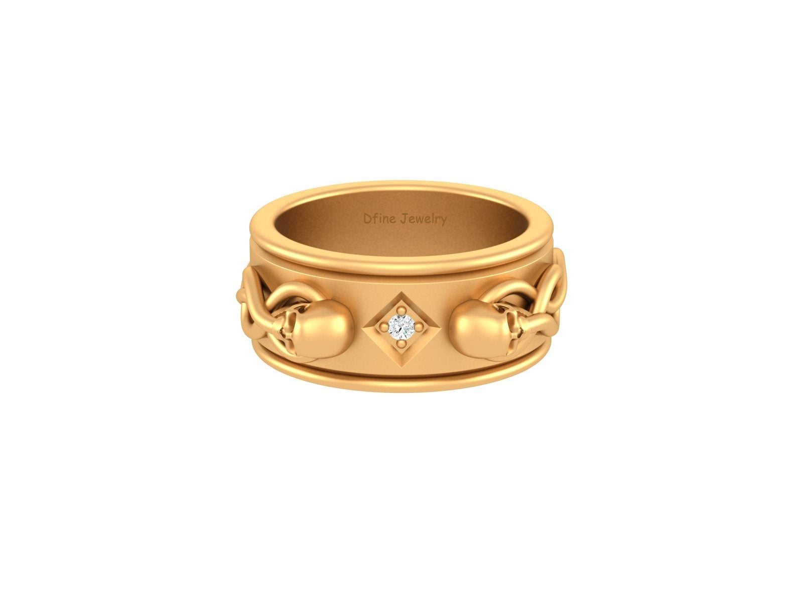 SKULL WEDDING BAND MENS