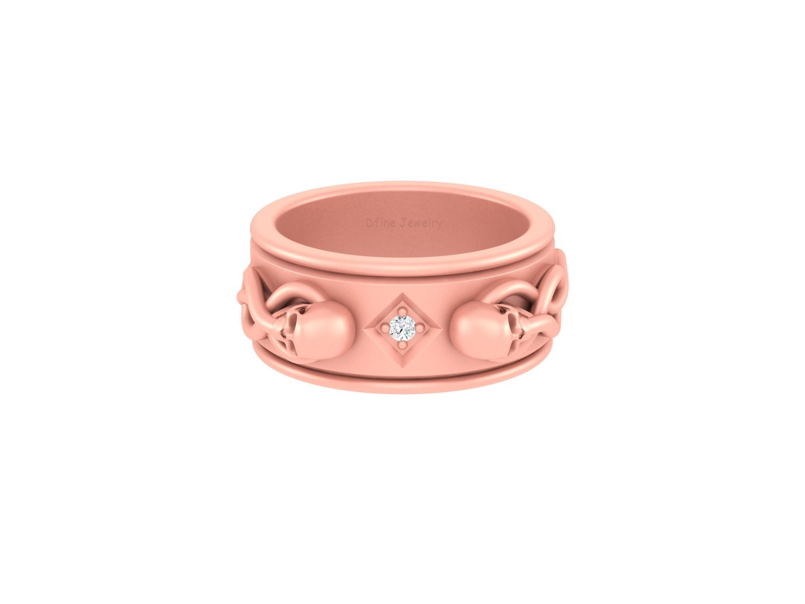 SKULL WEDDING BAND MENS