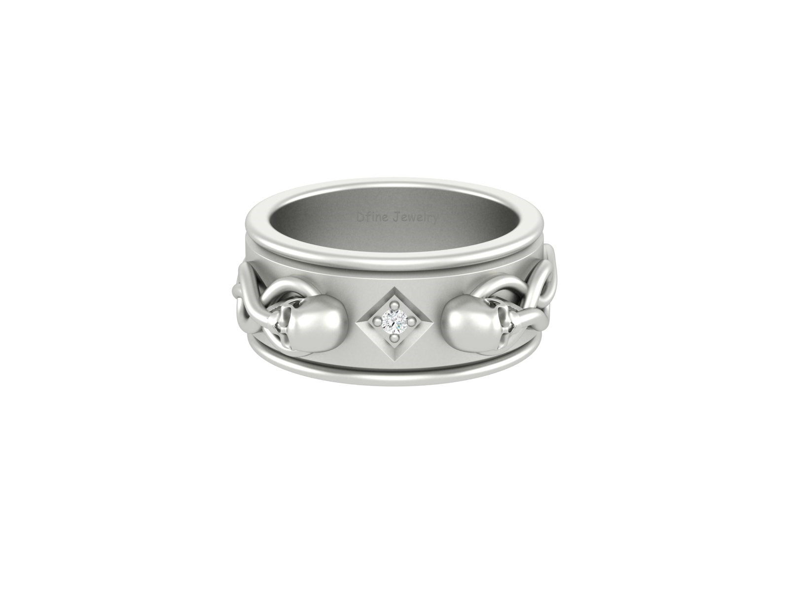 SKULL WEDDING BAND MENS
