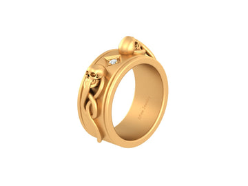SKULL WEDDING BAND MENS