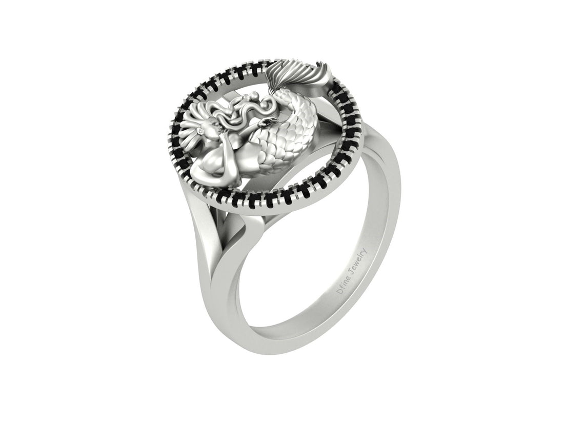MARINE AQUATIC CREATURE MERMAID ENGAGEMENT RING