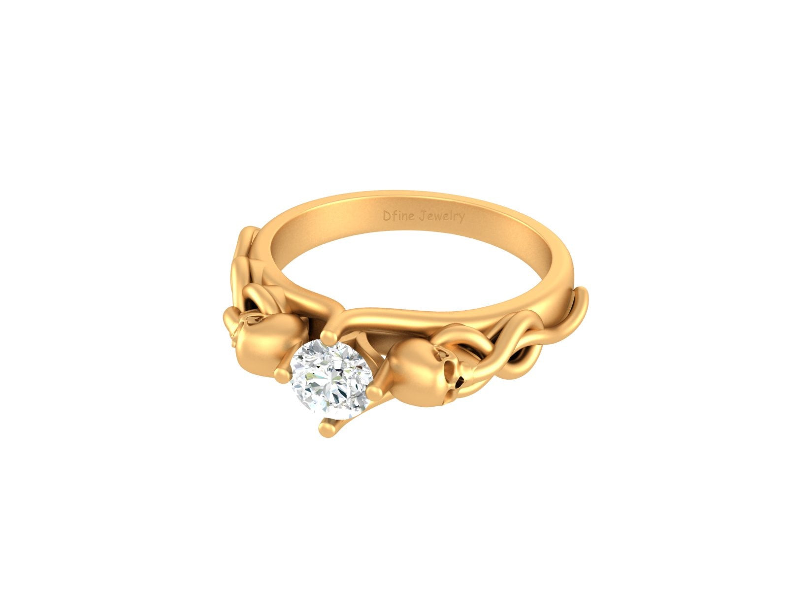 DEF WHITE MOISSANITE SKULL ENGAGEMENT RING