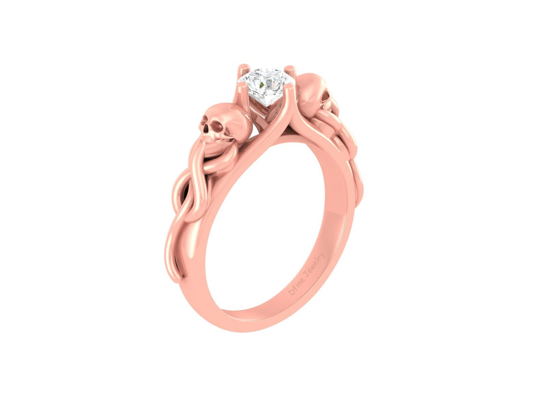 DEF WHITE MOISSANITE SKULL ENGAGEMENT RING