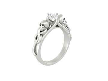 DEF WHITE MOISSANITE SKULL ENGAGEMENT RING