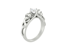 Solid White Gold Solitaire 0.50ct Moissanite Skull Engagement Ring Skull and Snake Ring