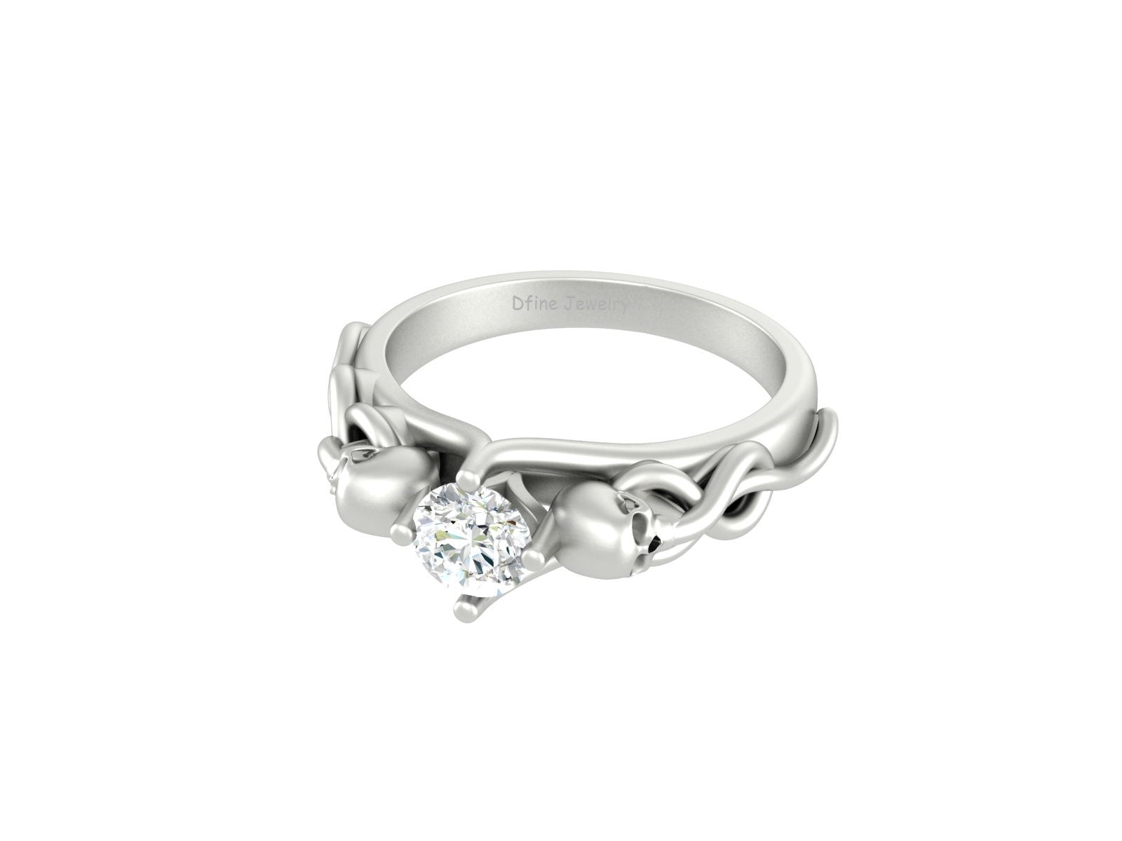 DEF WHITE MOISSANITE SKULL ENGAGEMENT RING