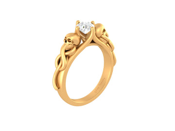 SNAKE AND SKULL RING GOLD