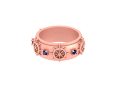 Steering Wheel Nautical Wedding Band For Men's Nautical Jewelry