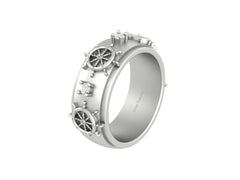 Steering Wheel Band For Mens Nautical Wedding Band Sterling Silver