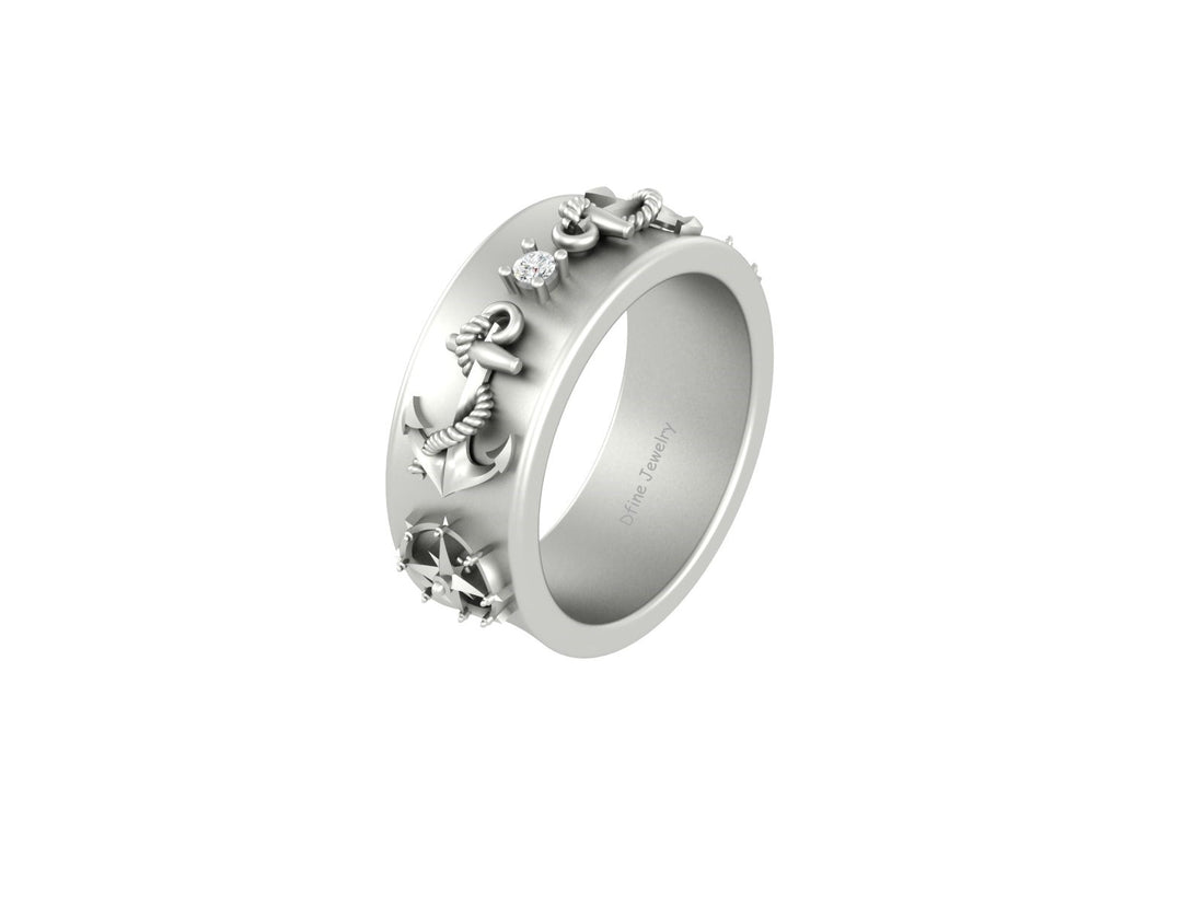 ANCHOR NAUTICAL WEDDING BAND