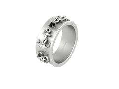 Marine Theme Nautical Star Compass Ring Men's Wedding Band