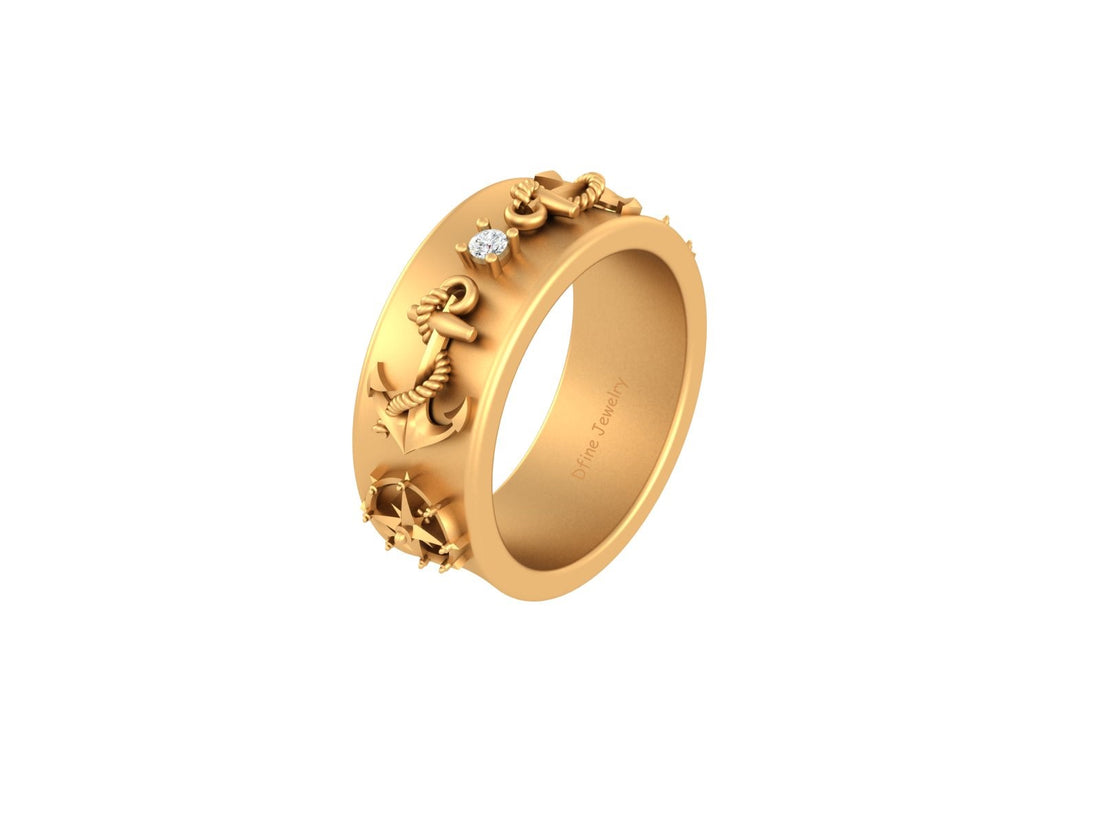 ANCHOR NAUTICAL WEDDING BAND