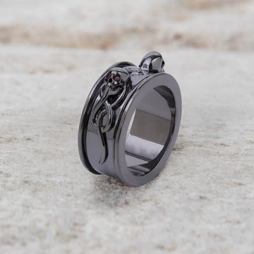 Snake and Skull Anniversary Band Bikers Gothic Wedding Ring