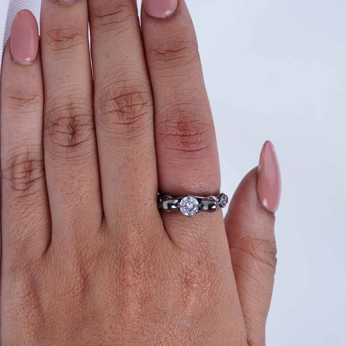Moissanite Snake and Skull Ring Gothic Engagement Ring Silver