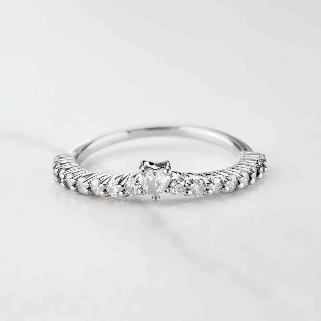 Heart Moissanite Wedding Band Promise Anniversary Ring for Her