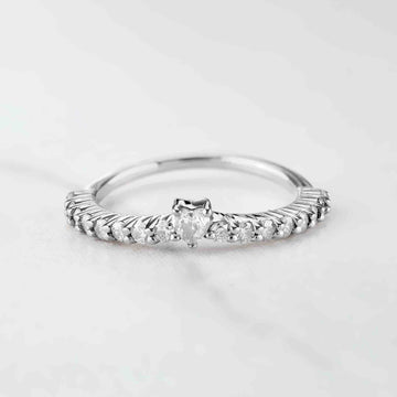 Heart Moissanite Wedding Band Promise Anniversary Ring for Her