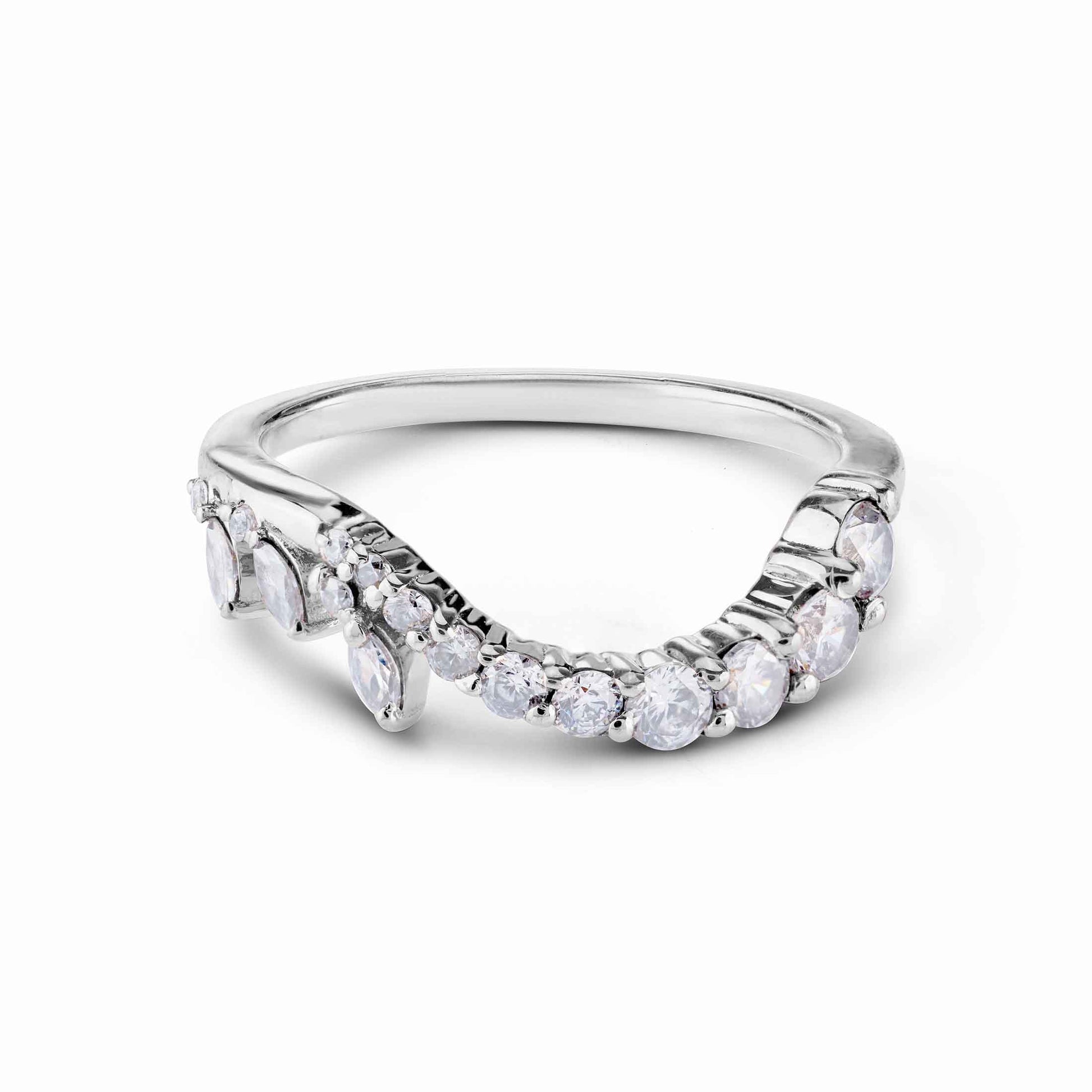 Moissanite Vintage Ring Enhancer Curved Wedding Band for Her