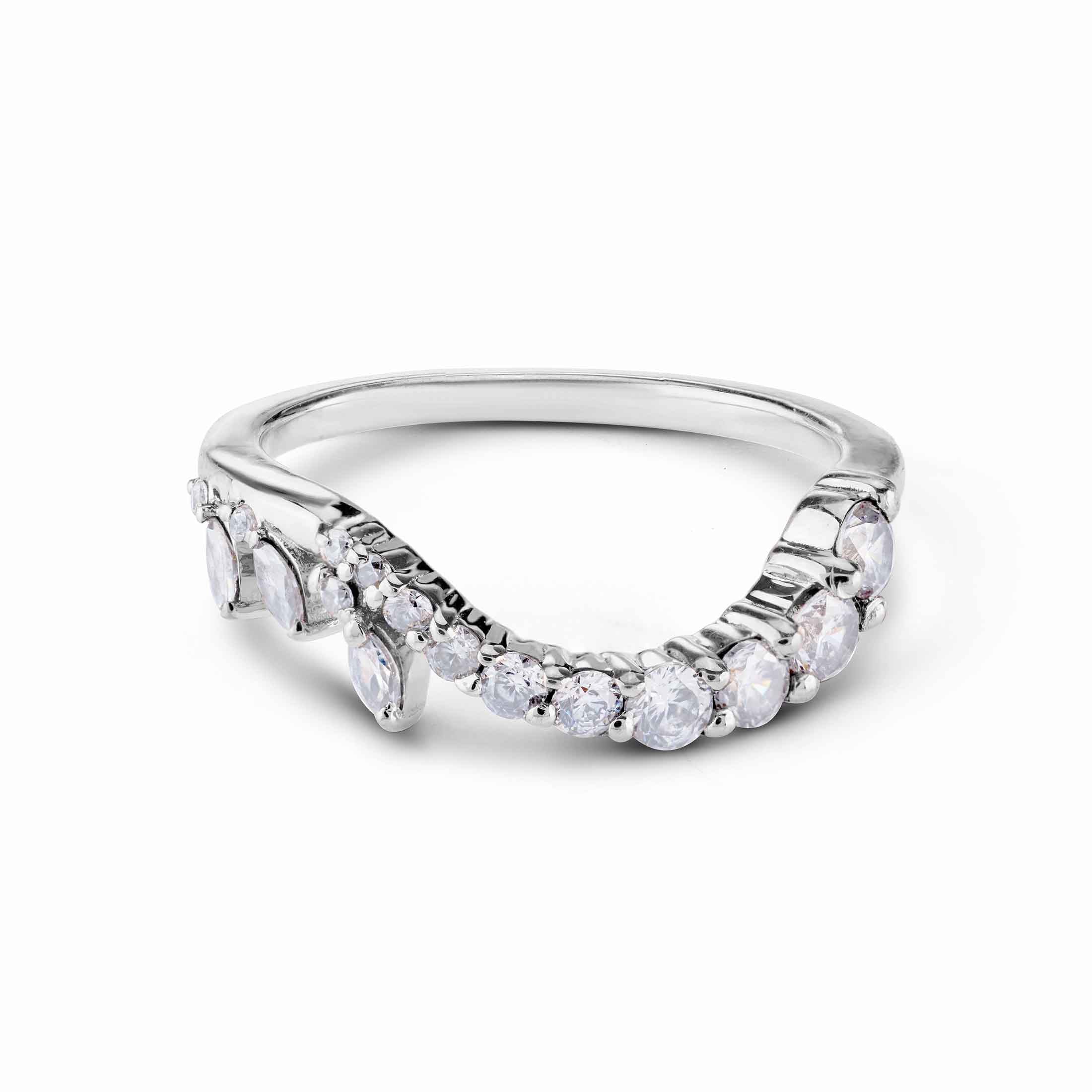 Moissanite Vintage Ring Enhancer Curved Wedding Band for Her