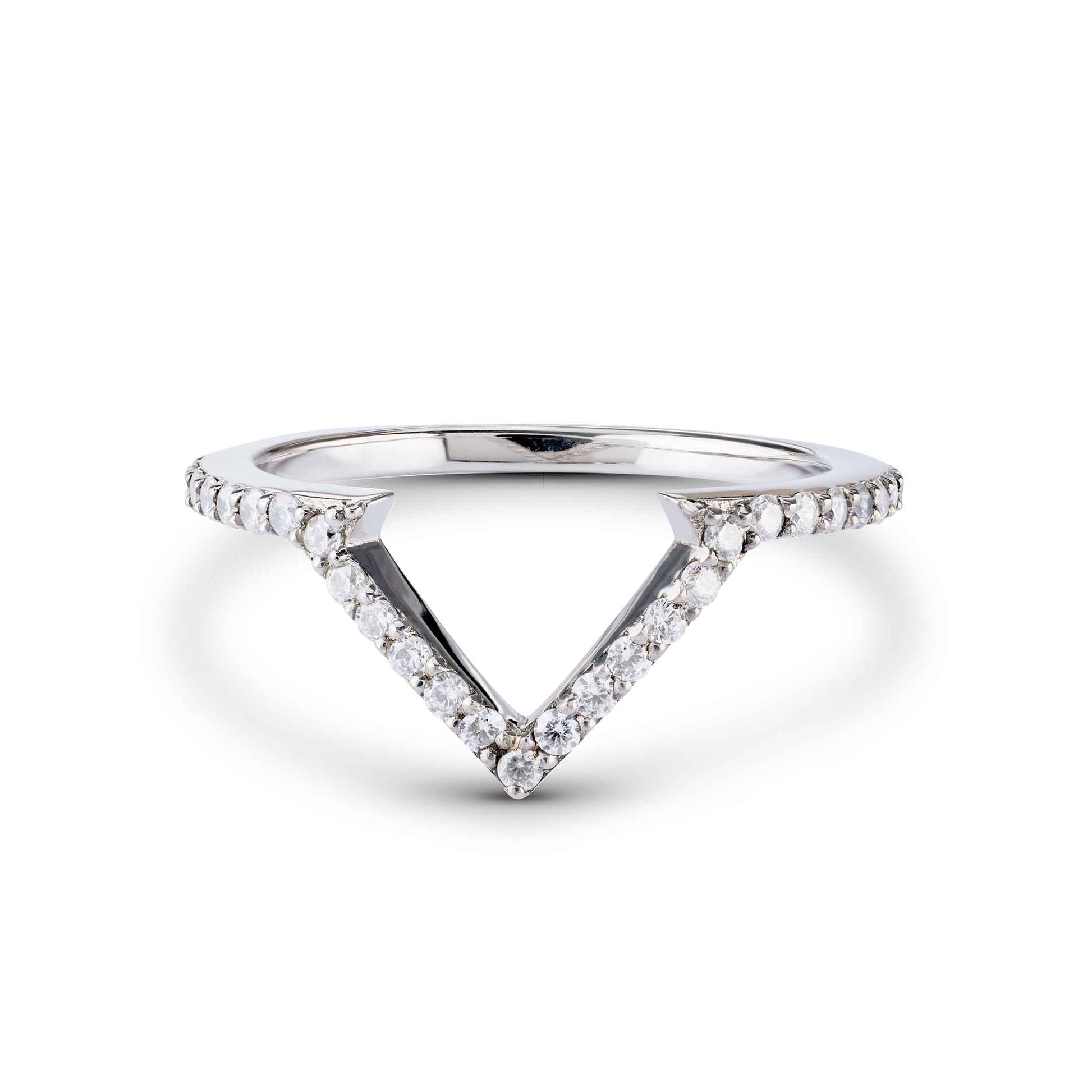 V Shaped Wedding Band Moissanite Chevron Ring Enhancer