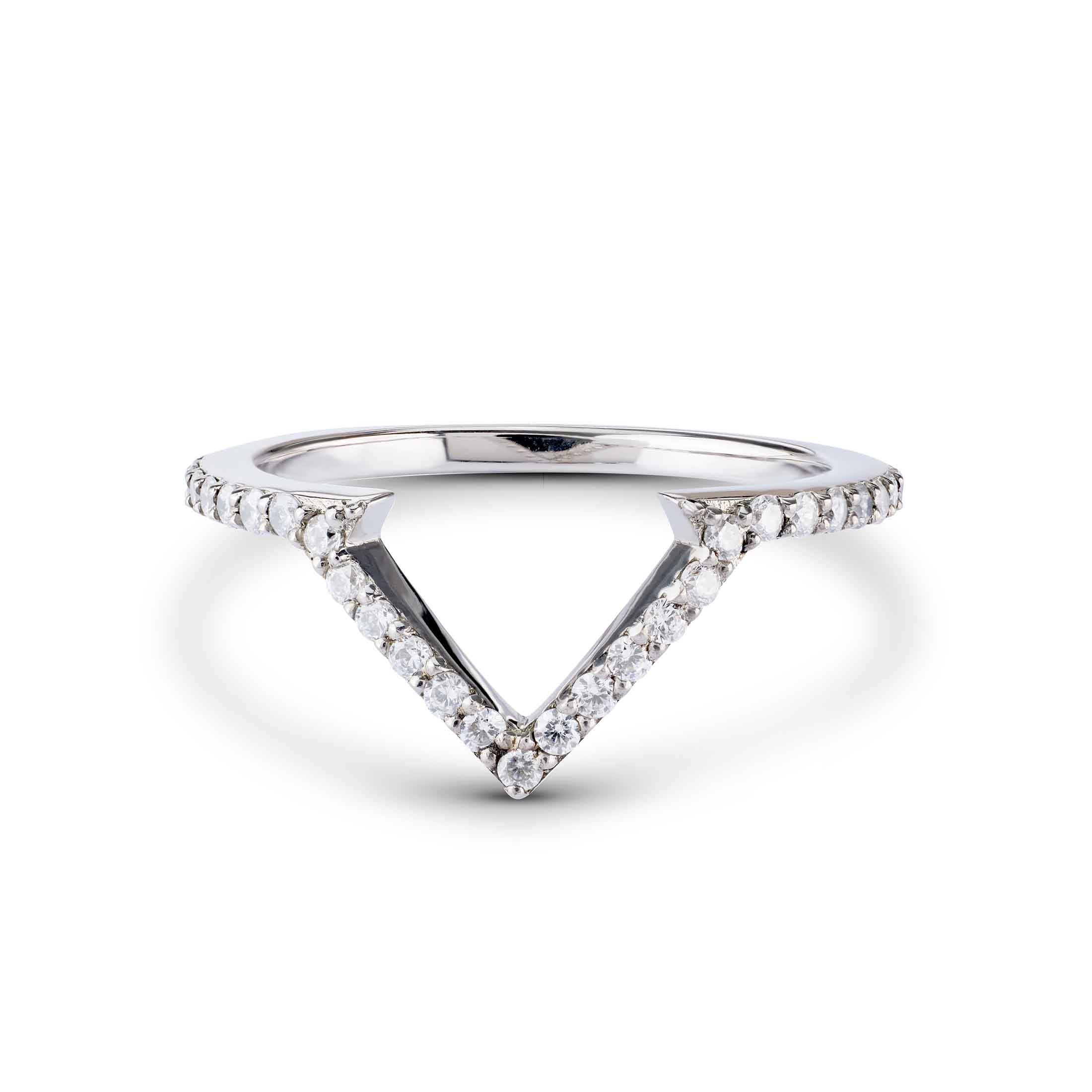 V Shaped Wedding Band Moissanite Chevron Ring Enhancer