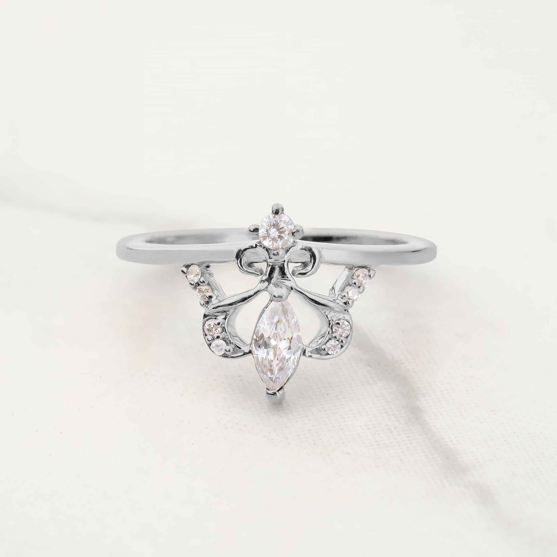 Tiara Wedding Ring Moissanite Diamond Vintage Engagement Rings Rose Gold White Gold