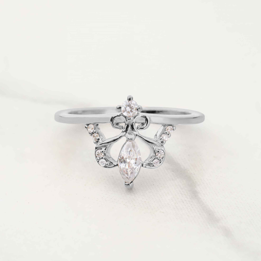 Tiara Wedding Ring Moissanite Diamond Vintage Engagement Rings Rose Gold White Gold