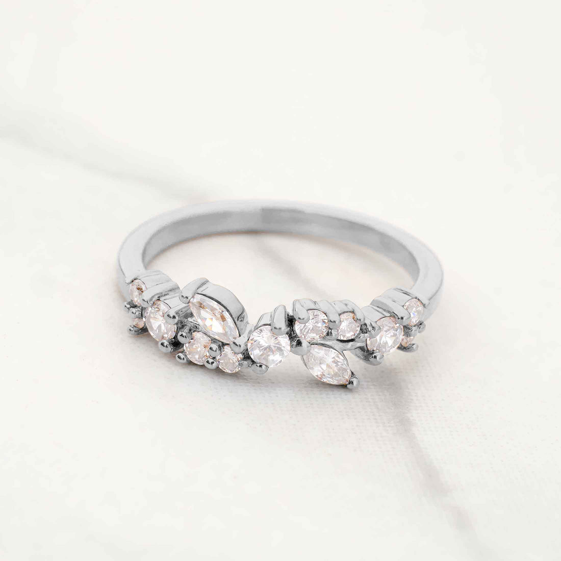 Vintage Wedding Band CZ Diamond Anniversary Band Rose Gold
