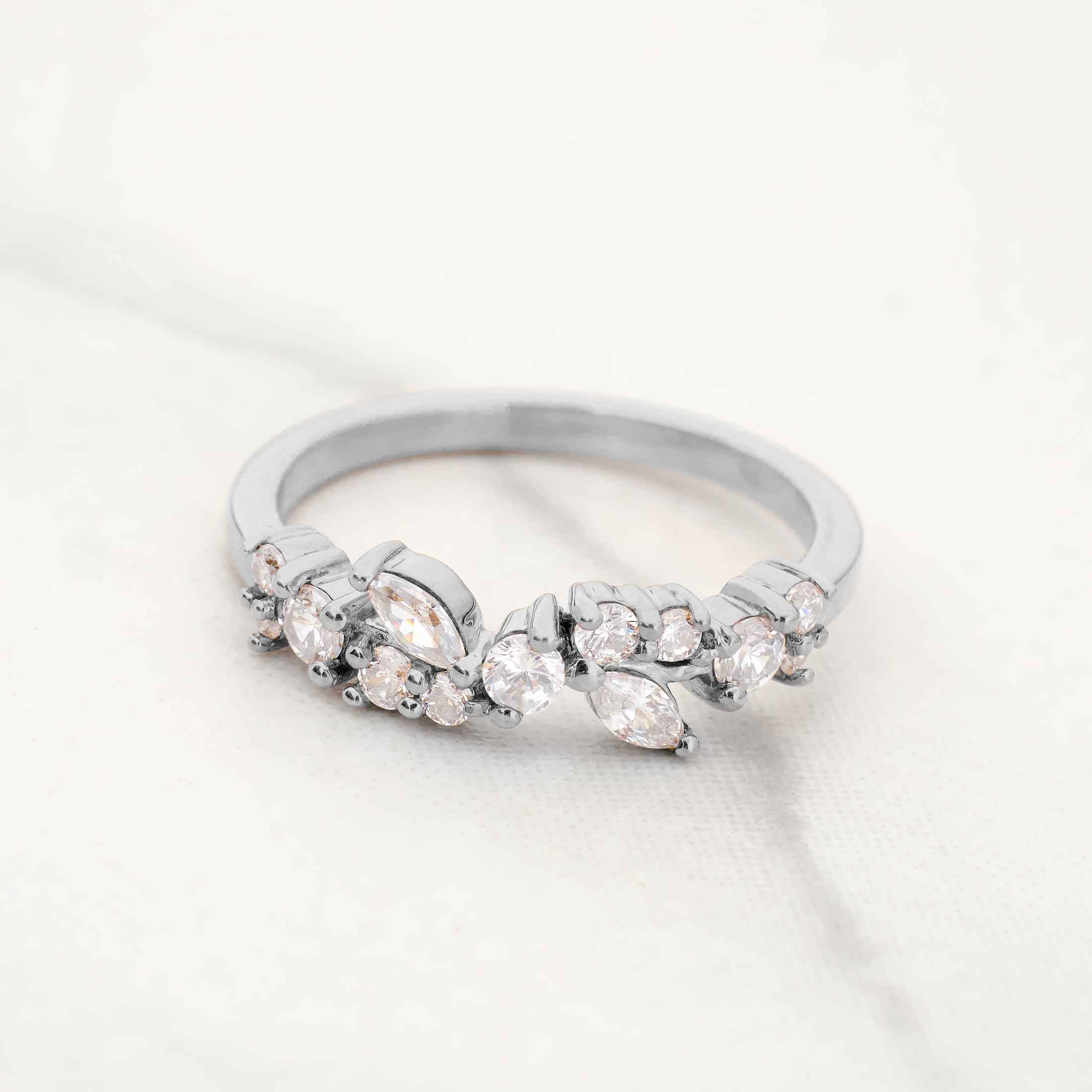 Vintage Wedding Band CZ Diamond Anniversary Band Rose Gold
