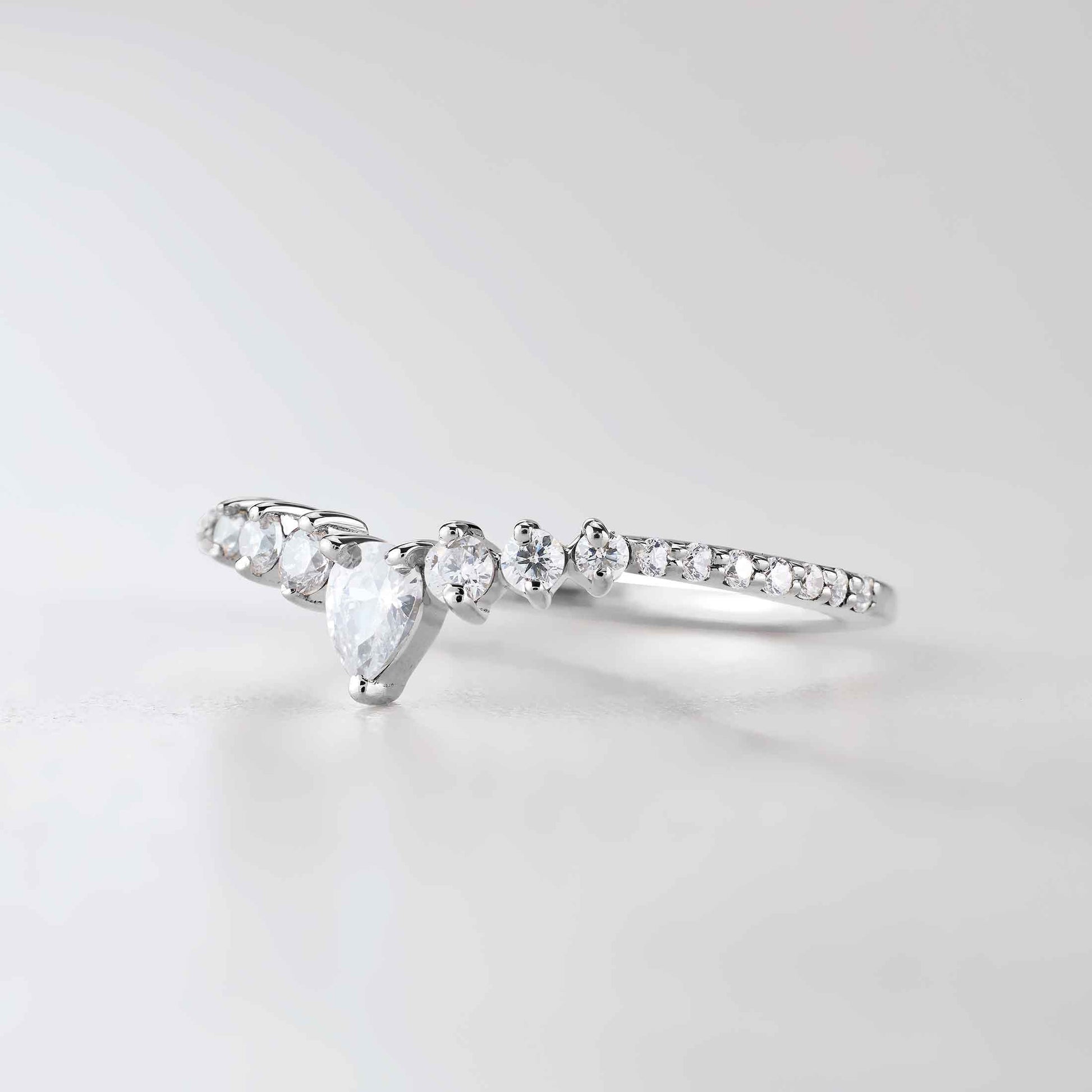 Curved Enhancer Wedding Band AAA CZ Diamond Engagement Ring Art Deco