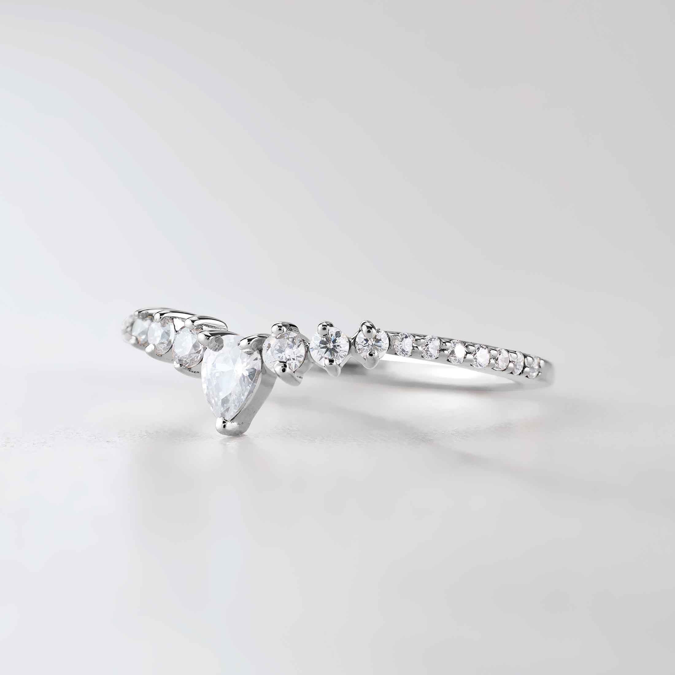 Curved Enhancer Wedding Band AAA CZ Diamond Engagement Ring Art Deco