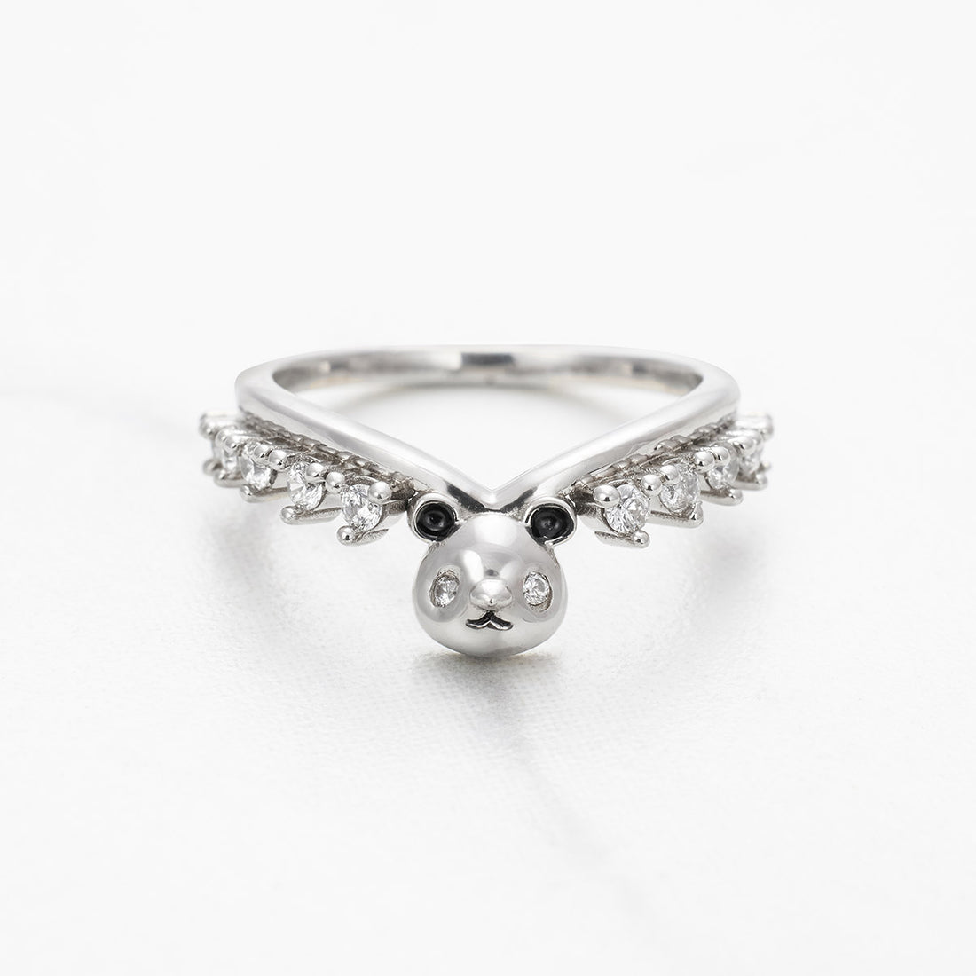 Panda Ring Enhancer Curved Wedding Band Panda Jewelry Stacking Diamond Rose Gold White Gold Sterling Silver