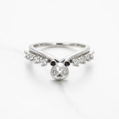 Panda Ring Enhancer Curved Wedding Band Cute Panda Jewelry