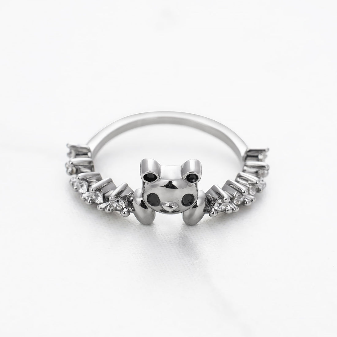 Panda Ring Diamond Stacking Wedding Band Panda Jewelry Sterling Silver Rose Gold White Gold