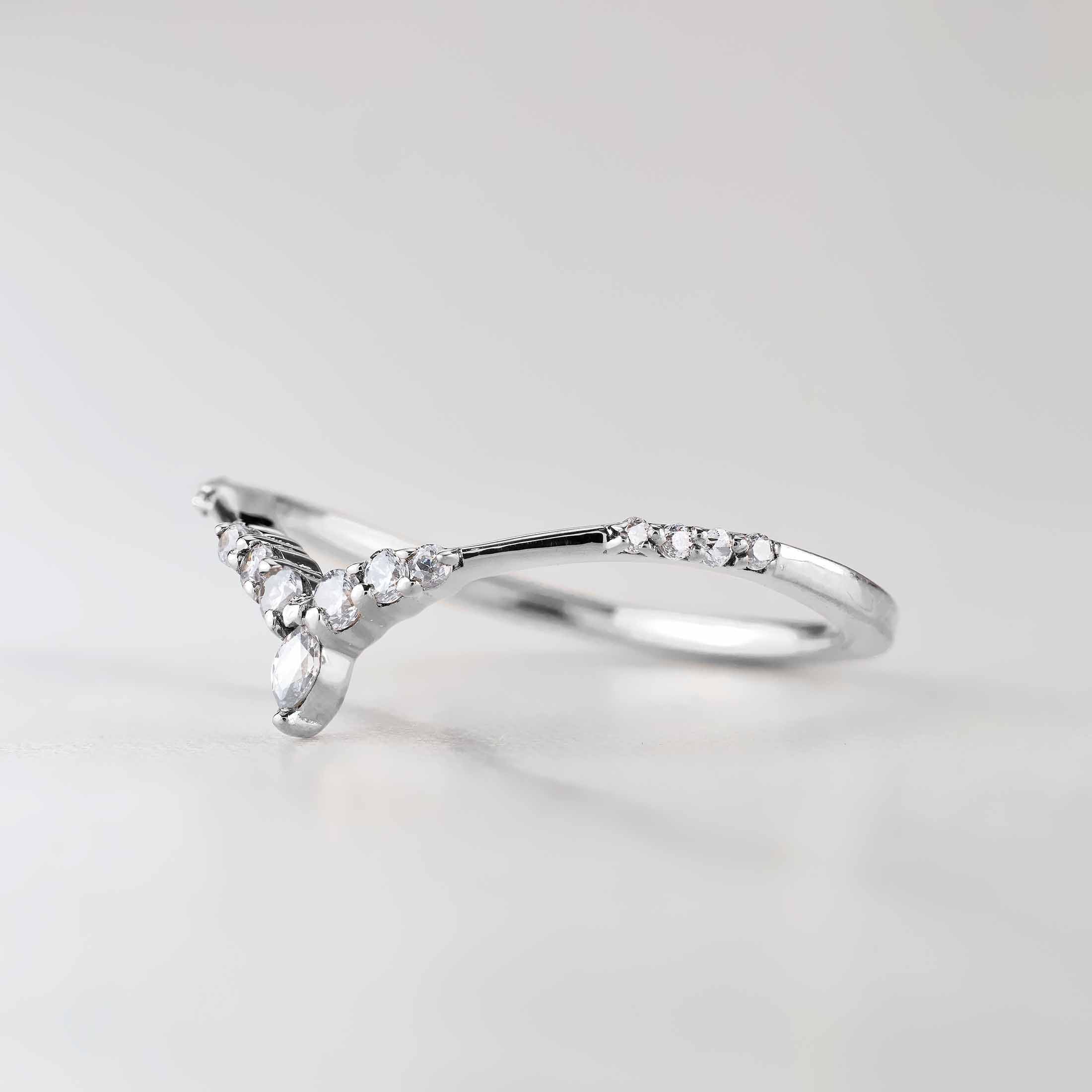 Wedding Band Ring Enhancer AAA CZ Engagement Stackable Rings 14k Rose Gold
