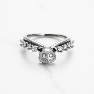 Cat Ring Enhancer Cute Kitty Cat Jewelry Curved Diamond Wedding Band Stacking Silver Gold